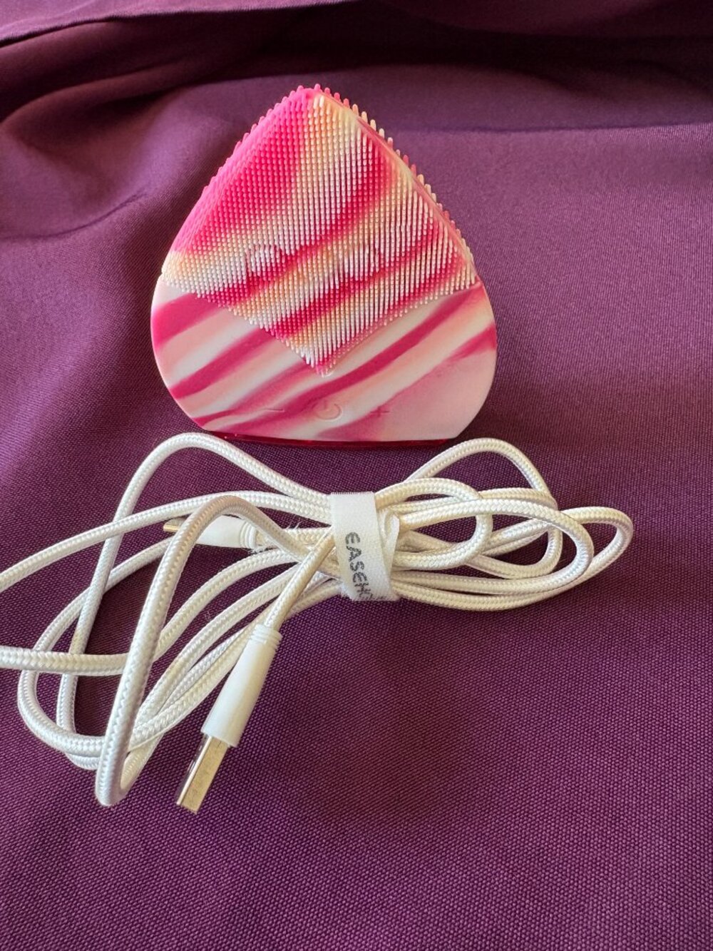 Pop Sonic Leaf Rechargeable Facial Cleansing Device Pink Marble Waterproof